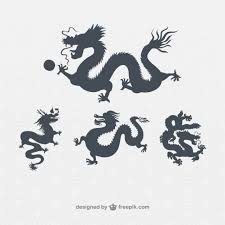 Just a little bit of black paint can take a standard galaxy painting into another world! Variety Of Chinese Dragons Silhouettes Nohat Free For Designer