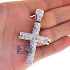 A diamond pendant never goes out of style and is the ultimate accessory for a formal occasion or other special events. Mens 4 53 Carat Pave Set Diamond Geometric Shaped Cross Pendant 14k White Yellow Gold Cross Pendant Plain Gold Pendant Mens Pendant