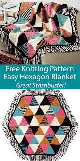 Start the hexagon using the magic loop method. Free Knitting Pattern For Easy Triangles Hexagon Blanket Stashbuster Throw Free Knitting Blanket Knitting Patterns Diy Knitting