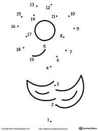 Thumb and trash can dot to dot: Learning To Count By Connecting The Dots 1 Through 19 Drawing A Flower Dot Worksheets Learn To Count Connect The Dots