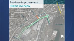 San Diego County Regional Airport Authority begins construction on roadways to improve infrastructure around San Diego International Airport; work expected to continue through fall 2027