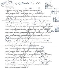 Marry You Bruno Mars Guitar Chord Chart Capo 5th In 2019