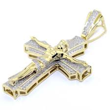 Men's jewelry men's rings men's necklaces men's bracelets cuff links. Diamond Cross Cruicifix Mens 2 Inch Yellow Gold