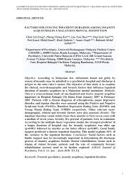 Temperatuur hospital bahagia tanjung rambutan. Pdf Factors Influencing Inpatient Duration Among Insanity Acquitees In A Malaysian Mental Institution
