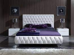 The metal frame and hardware have a simple, modern shape, complimented by the rich gun metal color. Esf 629 Adriana Contemporary Luxury White Leather King Size Bedroom Set 5 Pcs Esf Adriana 629ek Set 5