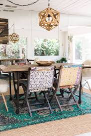 A Serene Bohemian Bungalow Boho Dining Room Patterned Dining Room Chairs Farmhouse Dining Rooms Decor