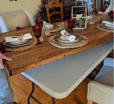 Diy Wood Folding Table Topper From Plastic Folding Table To Beautiful Wood Table Wood Table Diy Wood Folding Table Wood Diy
