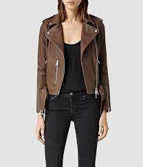Womens Balfern Leather Biker Jacket Black Allsaints Com Designer Leather Jackets Brown Leather Jacket Leather Jackets Women