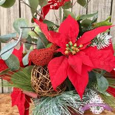 Christmas Centerpiece Poinsettia Centerpiece Traditional Etsy Christmas Floral Arrangements Holiday Centerpieces Christmas Christmas Centerpieces