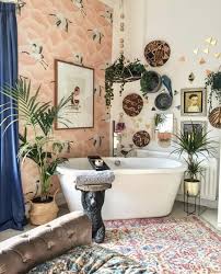 Apartment Therapy On Instagram We Love This Eclectic Maximalist Bathroom Image Nudeandtheno Inspirational Wall Decor Boho Bathroom Bathroom Wall Decor