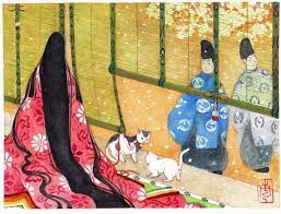 猫が引き起こした大事件 源氏物語 と源氏絵 猫 絵 イラスト 十二単 イラスト