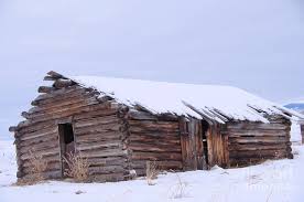 Close aerial shot flying backwards to reveal a snow covered log cabin in the woods in the colorado rocky mountains. Old Log Cabin Cabin In Snowfall Photograph By Jeff Swan