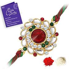 Rakhi purnima or rakha bandhan is one of them. Buy Sukkhi Elegant Kundan Rakhi With Roli Chawal And Raksha Bandhan Greeting Card For Men Rak73480 At Amazon In