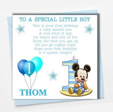 Free personalization and fast s&h! Personalised Mickey Mouse Boy Son Grandson Godson Babies First 1st Birthday Card 1st Birthday Cards Birthday Boy Quotes Birthday Verses