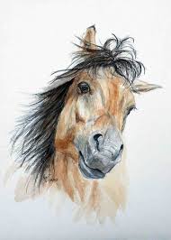 Pretty Buckskin Horse I Want To Play A Cute Little Mare Print Of My Original Watercolor Horse Drawings Horse Painting Animal Art