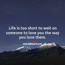 You had better enjoy it because the next day promises nothing life is too short to waste time hating anyone. 26. Life Is Too Short To Wait On Someone To Love You The Way You Love Them Idlehearts