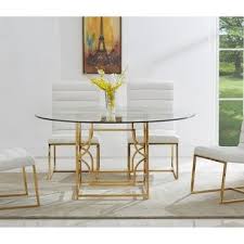 Best Master Furniture 60 Inch Round Glass Dining Table Gold In 2020 Dining Table Gold Gold Dining Room Table Round Dining Room