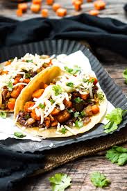 Black Bean Sweet Potato Tacos Vegetarian Evolving Table Recipe Sweet Potato Tacos Sweet Potato Tacos Vegetarian Potato Tacos