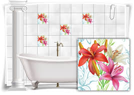 Die schönsten ideen badezimmer deko fliesen | badezimmer deko fliesen. Fliesen Aufkleber Fliesen Bild Folie Nostalgie Hibiskus Rot Pink Weiss Bad Wc Deko Medianlux Shop