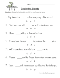 Beginning Blends Worksheet Fill In The Blank Phonics Worksheets Resources Consonant For Grade Blends Worksheets Consonant Blends Worksheets Phonics Worksheets