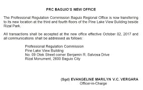 Prc Baguio New Office Professional Regulation Commission
