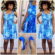 I Don T Floral Dresses And I Don T Like Blue But Somehow I Like This Outfit Blue Outfit Outfits Dresses