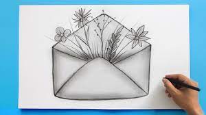 Creative Art : How To Make Easy Pencil Drawings | Flower Drawing In Letter  - Youtube