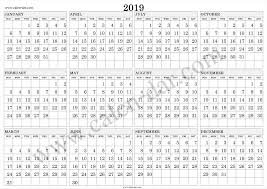 2019 Calendar Large Numbers 2019 Calendar Printable Numbers Calendar