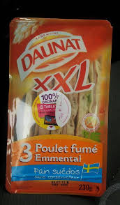 Sandwich Triangle Xxl Poulet Emmental 230g Pain Suedois Daunat Tous Les Produits Fast Food Croques Sandwichs Prixing