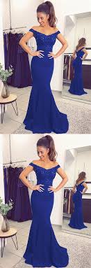 V Neck Long Royal Blue Mermaid Evening Dresses Lace Off The Shoulder Royal Blue Bridesmaid Dresses Mermaid Prom Dresses Lace Prom Dresses Long Mermaid