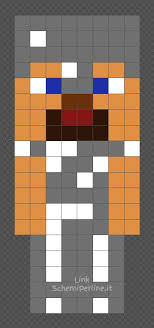 Steve Di Minecraft Con L Armatura Di Ferro Schema Hama Beads E Pyssla 8x19 Schemiperline It Hama Beads Minecraft Schema