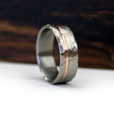 Titanium Wedding Ring This Design Is Made From Hammered Titanium And 18k Rose Gold I Make With Images Cushion Diamond Engagement Custom Wedding Rings Mens Wedding Rings