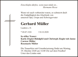 Check spelling or type a new query. Traueranzeigen Von Gerhard Muller Trauer Gea De