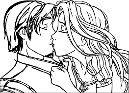 Awesome Rapunzel And Flynn Couple Kiss Coloring Page Disney Princess Coloring Pages Coloring Pages Mermaid Coloring Pages