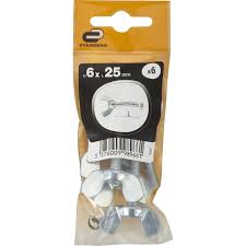 Lot De 6 Boulons Papillon Acier Zingue L 25 0 X Diam 6 Mm Standers Acier Diamant Et Produits