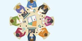 Illustration Of Group Of Coworkers Around A Table Seen From Above Illustration Kids Rugs Student Teaching