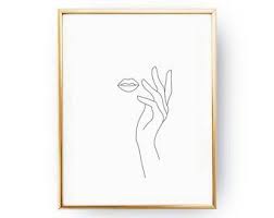 Black And White Pop Art Line Drawing Les Mains Sur Le Visage Levres Impression Noir Et Blanc Etsy Pop Art Drawing Minimal Art Drawing Prints