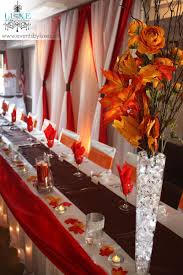 Orange White Brown And Red Wedding Decor In London Ontario All Red Wedding Decorations Head Table Wedding Fall Wedding Decorations