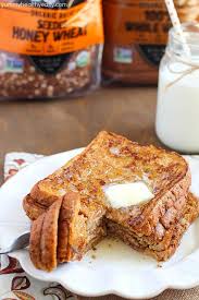 Crazy Amazing Pumpkin French Toast Made Healthier By Using Egg Whites And 100 Whole Wheat Bread Pumpkin French Toast Pumpkin Recipes Pumpkin Breakfast Cookies