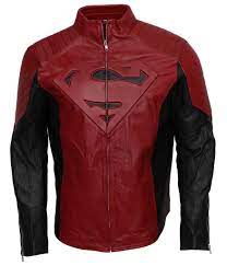 Tom Welling Smallville Superman Cosplay Leather Jacket For Men In Red And Black Celebrities Leather Jacket Leather Jacket Men Designer Leather Jackets