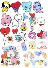 free kpop printable bts bt21 lined paper seni buku cute stickers print stickers scrapbook stickers printable