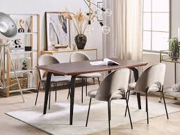 Insertion de 6 pierres verre style. Table De Salle A Manger Effet Bois Fonce Noir 160 X 90 Cm Amares Beliani Fr