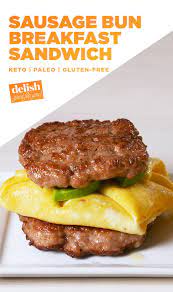 Start Your Day Right With This Keto Sausage Breakfast Sandwich Recipe Quick Keto Breakfast Sausage Breakfast Sandwich Keto Recipes Breakfast
