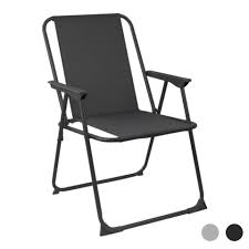 Harbour Housewares Folding Metal Beach Chair Black Beach Chairs Portable Deck Steel Frame