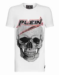 Using a hem from old shirt, make a trim along the cut edges then fix the eyelets inside the fabric with the help of the pliers. T Shirt Platinum Cut Round Neck Space Plein Philipp Plein Outlet