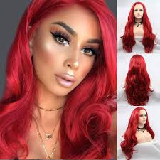 Red Lace Front Wigs for Women Pastel Red Lave Front Wigs Pre Plucked  Hairline Long Wavy Glueless Lace WIg Synthetic Heat Resistant Fiber Hair  Middle Parting Wave Hot Red Wigs Drag Cosplay