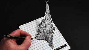 How To Draw Trick Art 3d Building The Burj Khalifa On Line Paper Youtube Art Tutorials Illusion Art Art Lessons