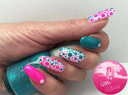 Simple Dotty Nails But I Love The Teal Neon Pink Combination Teal Nails Turquoise Nail Designs Turquoise Nails This square nail design combines nail art and a very cute pink french tipped nails, perfect for a cute, feminine look.