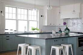 Light blue gray kitchen cabinets with quartz countertop. Black Granite Countertop And Cabinet Pairings Bethel Ct Rye Ny
