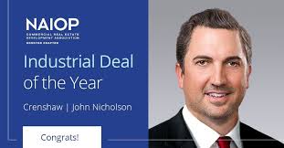 Help us congratulate John Nicholson, who was awarded the 2022 Industrial  Deal of the Year! The recipients were honored at the NAIOP 35th Annual  Broker of the Year awards for individual production,